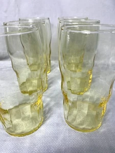 Depression Glass Optic Topaz Yellow Flat Tumblers Set/6 Water Ice Tea 5 3/8” - Picture 1 of 14