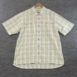 Mountain Khakis Shirt Mens XL Yellow Green Plaid Short Sleeve Polyester Hiking - Picture 1 of 9