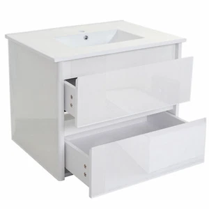 Waschbecken + Unterschrank MCW-B19, Badezimmer, hochglanz 50x80cm weiß - Foto 1 di 7