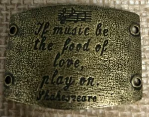 Lenny & Eva New Sentiment Large Antique Brass Music Food of Love Play On - Picture 1 of 3