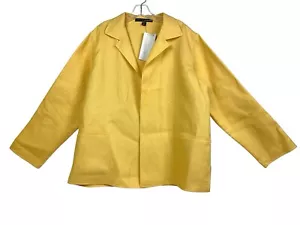 Linda Allard Ellen Tracy Handmade Linen Open Blazer Jacket Pineapple 16 NWT $475 - Picture 1 of 8