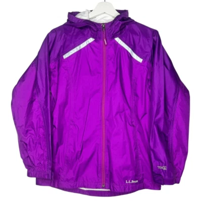 LL Bean Girl’s Large (14-16) Purple Full Zip Hooded Trail Model Raincoat 286124 - Image 1 of 4
