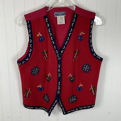Colete Vintage Erica Classics Feminino Lã Feltrada Estilo Bávaro Vermelho Tamanho Pequeno - Imagem 1 de 4