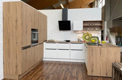 Nolte Ausstellungsküche P14 Plus, 601 Weiß und M15 489 Vulkaneiche NUR HOLZTEILE - Bild 1 von 4