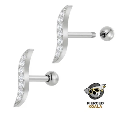 2Pcs Titanium Implant Grade 16G 6mm Tragus Helix Cartilage Earring Bar Barbell - Image 1 of 3
