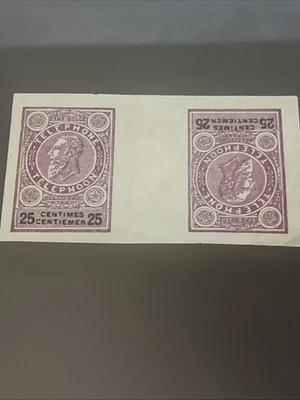 AOP Belgium 1891 Telephone stamp 25c purple brown Foto 1 de 2