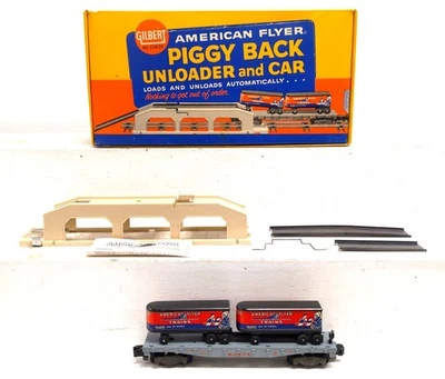 American Flyer 23830 Vintage S Piggyback Descarregador com 24550 Flatcar Novo Na Caixa - Imagem 1 de 2