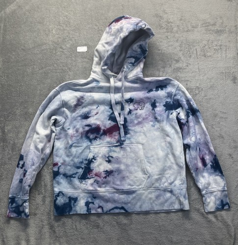OFF WHITE Felpa con cappuccio avorio Ella tie dye donna M elefante arcobaleno cotone biologico