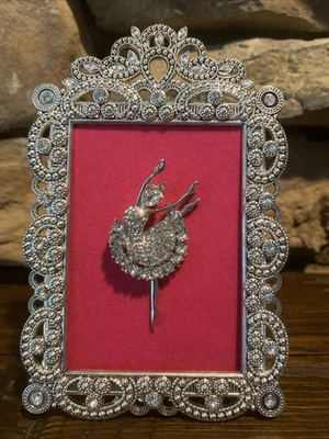 Bailarina de ballet con estrás de cristal con marco plateado decoración Foto 1 de 2