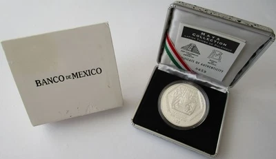 Mexico 5 Nuevos Pesos 1994 Pre-Columbian Era Lapida Tumba Palenque 1 Oz Silver - Image 1 of 3