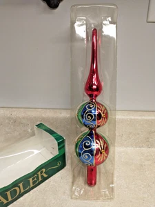 Vtg Kurt Adler European Style 12" Mercury Glass Christmas Tree Topper In Box - Picture 1 of 8