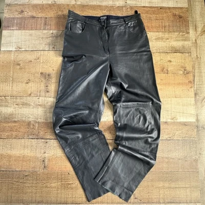 Pantalón Escada Sport Piel de Cordero Negro Cuero EU 44 US Talla 12 Foto 1 de 4