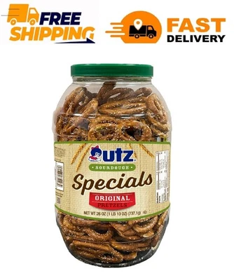 Pretzels originales Utz Sourdough Specials, barril de 26 oz Foto 1 de 4