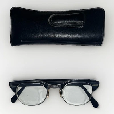 Vintage Universal Optical UOC Eyeglasses Frames Black 60’s 1960's With Case - Image 1 of 4