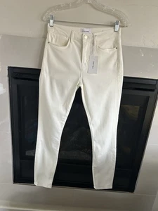 Pantalones de mezclilla para mujer Le High ajustados elásticos en blanco roto talla 28 City Designer NUEVO - Imagen 1 de 15