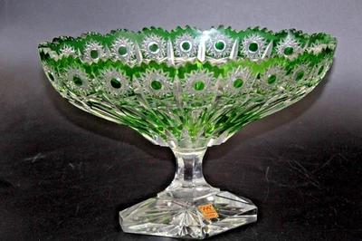 aussergewöhnlich schöne Jardiniere Tafelaufsatz Bleikristall grün wohl Lausitz - Bild 1 von 4