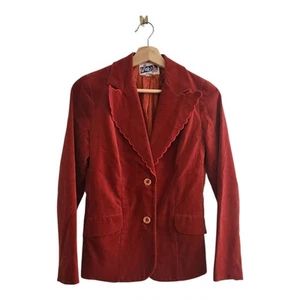 Velvet Vintage Jacket Jaki K AU Size 10 (Small) 1970s Blazer Pockets Lined 70's - Picture 1 of 4