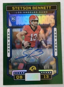 2023 Score #313 Stetson Bennett Auto RC Green /6 L.A. Rams - Picture 1 of 2