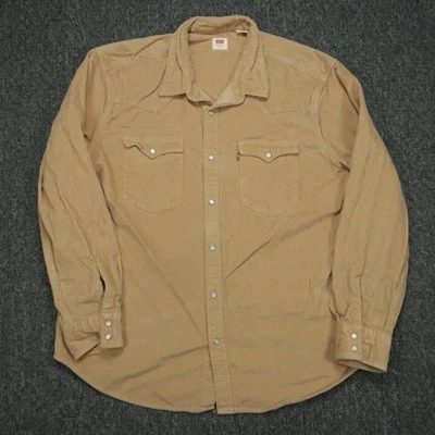 Levis Shirt Mens Extra Large Brown Pearl Snap Corduroy Western Red Tab XL - Image 1 of 4