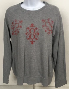 Merona Sweatshirt Damen Gr. M grau und rot Langarm Rundhalsausschnitt - Bild 1 von 12
