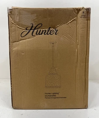 Colgante Hunter Dunshire 1-Luz Bronce Noble Luz Transparente Semilla Campana Vidrio Foto 1 de 2