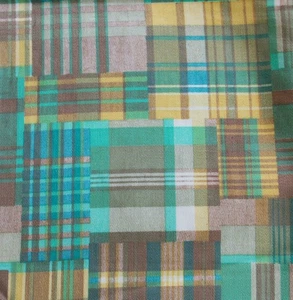 1.2yd Vintage Madras Cheater Patchwork Cotton Twill Manes Fabric Baby Tote Decor - Picture 1 of 3