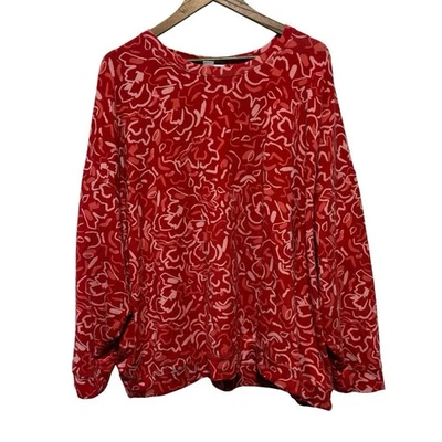 Sudadera Athleta Mujer 3X Plus Naranja Floral Matador Abstracto Suave Elástico Top Foto 1 de 4