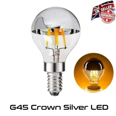 Crown Silver Top Reflector LED Dimmable 4W Golf Light Bulb 45mm SES E14 *UK* - Image 1 of 4