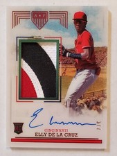 ELLY DE LA CRUZ 2023 Panini Chronicles AMERICA'S PASTIME PATCH AUTO #d 3/7 Reds