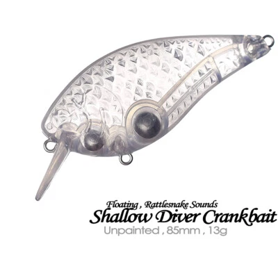 20 PIEZAS 8,5 cm 13 g Buzo poco profundo Crankbait Sonajero Cebo sin pintar Señuelo de pesca en blanco Foto 1 de 4