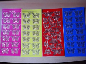 Konturensticker - Sticker fürKartengestaltung - Schmetterlinge bunt mit Goldrand - Bild 1 von 5