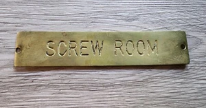 Vtg. Solid Brass Screw Room Wall Plaque Sign Nautical Beach House Boat Decor - Picture 1 of 4