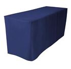 8 ft. Fitted Polyester Tablecloth Trade show Booth Wedding DJ Table Cover Navy