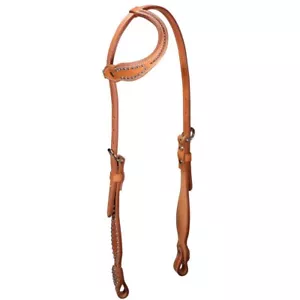 Tahoe Tack USA Leather Pink Swarovski Crystal Inlaid Western Slip Ear Headstall - Picture 1 of 6