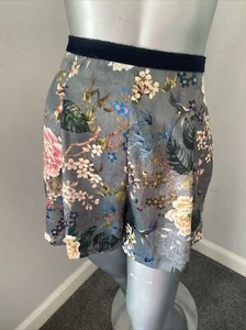 Zara Satin Style Smart Tropical Floral Bird Pattern Size 8 - Picture 1 of 7
