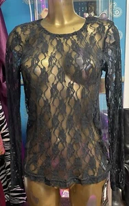Burleska Scarlet Black Lace Long Sleeve Gothic Steampunk Top BNWT Sizes L-2XL - Picture 1 of 10