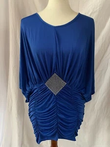 Damen Strass Bluse Shirt Sommer Damen Cocktail kurzes Kleid - Bild 1 von 4