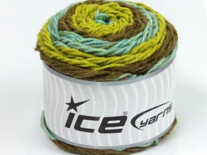 2-Skein Lot Cakes Yarn Light Acrylic 2x140g/225m Green Shades Turquoise - Picture 1 of 4