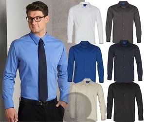 Mens Shirt Size S M L XL 2XL 3XL 4XL 5XL Long Sleeve Poplin Stretch Business - Picture 1 of 9