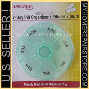 US VERKÄUFER!—GRÜN RUND—7 TAGE—WÖCHENTLICH—PILLENORGANIZER—TABLETT—MEDIZINBOX—REISEKOFFER - Bild 1 von 10