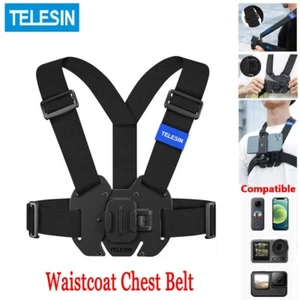 TELESIN Chest Strap Mount Waistcoat Belt Mount For GoPro Hero Insta360 SJCAM DJI - Picture 1 of 12