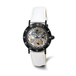 Ladies Charles Hubert Stainless Skeleton Dial Leather Band 35mm Watch - Picture 1 of 1