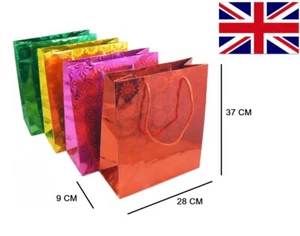 GROSSE GRÖSSE 37X28 CM holographische Folie GESCHENKTÜTEN HOCHZEIT Geburtstag Weihnachten PARTY - Bild 1 von 5
