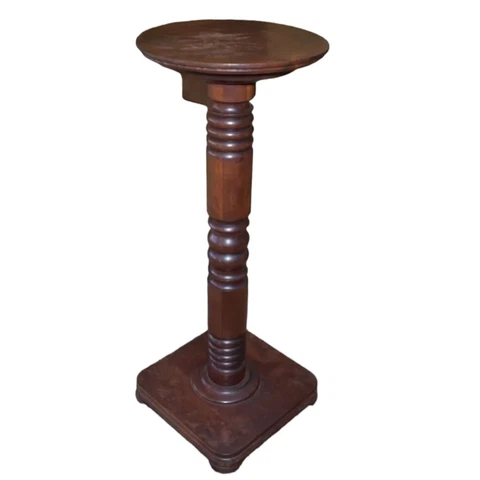 Antique Round Wood Pedestal Plant Stand Cover