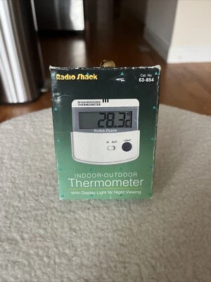 Radio Shack 63-854 LCD Indoor Outdoor Thermometer w Built in Stand Vintage New - Image 1 of 4