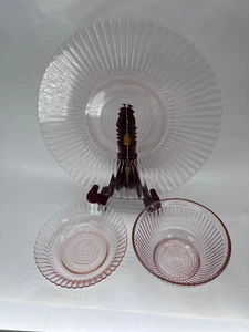 Macbeth Evans PETALWARE PINK 9" Dinner Plate Salad Bowl 13pc Set replacement - Picture 1 of 16