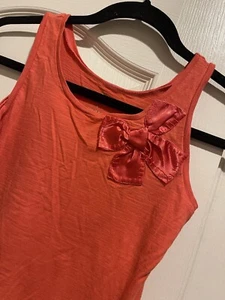Kate Spade girls so medium 7-8 orange tank top satin bow - Picture 1 of 11