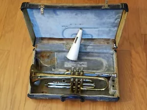 Antoine Courtois Paris Brass Bb Trumpet Cornet w/ Leblanc Case 1930 - Picture 1 of 12