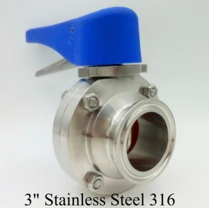 3" Stainless Steel 316 Clamp Multi-Position Handle Sanitary Butterfly Valve NEW - Picture 1 of 2