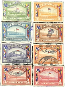 COSTA RICA 1941 SOCCER CHAMPIONSHIP Complete  set. 201-208. VF Lt Part Cancels - Picture 1 of 8